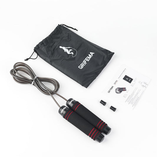 GRIFEMA GA5004, Corde à Sauter, Poignée en Mousse Antidérapante, Outil de Fitness et de Musculation pour Adultes et Enfants pour Faire de l'Exercice à la Maison, Noir