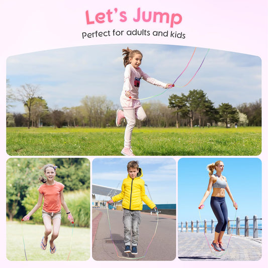 OTraki Corde a Sauter Enfant Fille Cadeau, Corde à Sauter avec Poignée Antidérapant en Bois, Corde de Coton Colorée, Jump Rope Réglable pour Débutante École Exercer Activités Extérieures, Rose